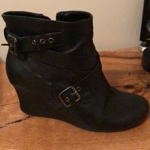Kenneth Cole Black Wedge Booties